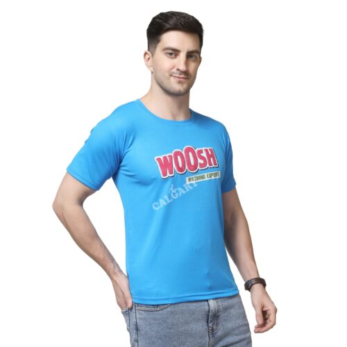 Premium Woosh branded promotional t-shirt made of micro polyester fabric, manufactured by a leading promotional t shirt manufacturer.