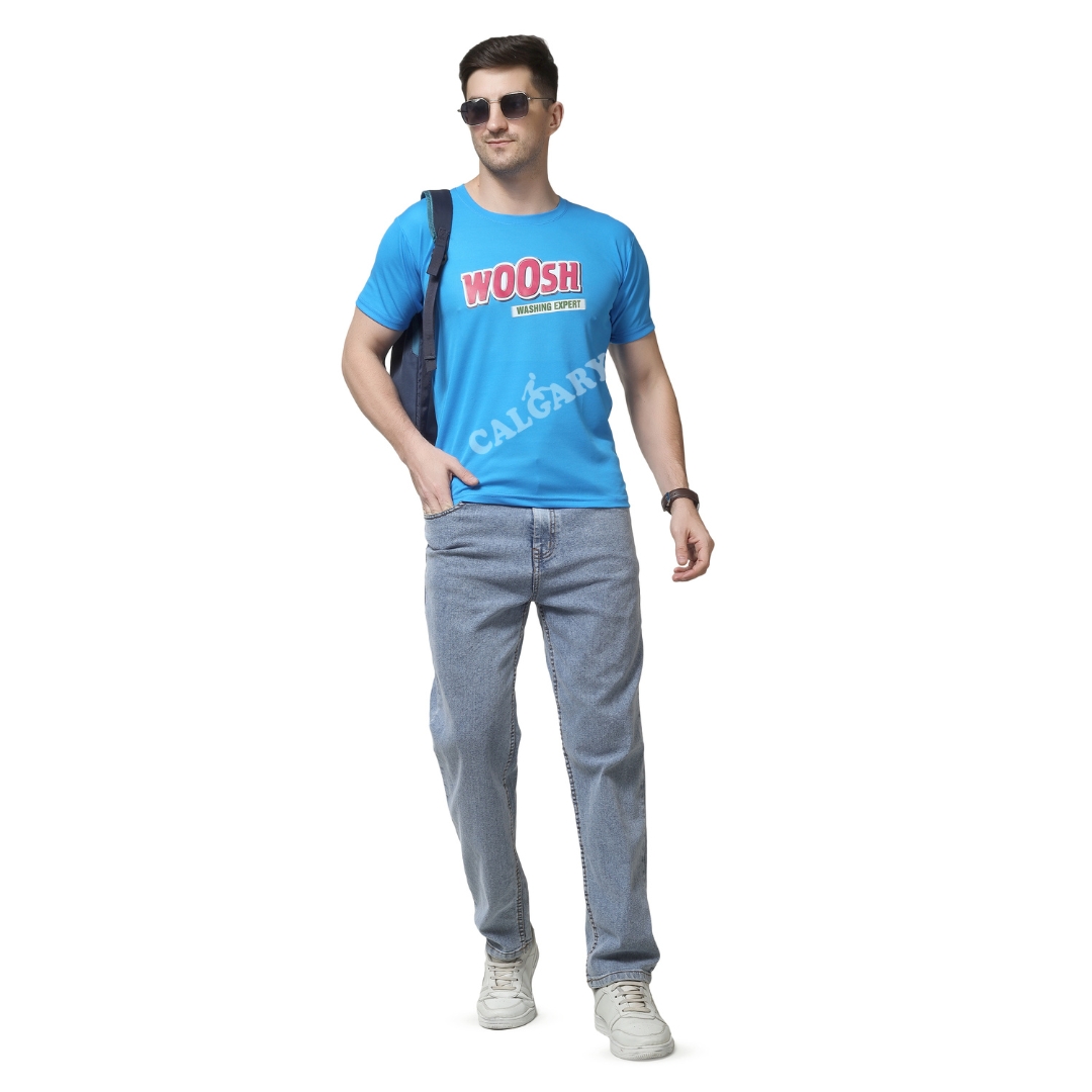 Premium Woosh branded promotional t-shirt made of micro polyester fabric, manufactured by a leading promotional t shirt manufacturer.